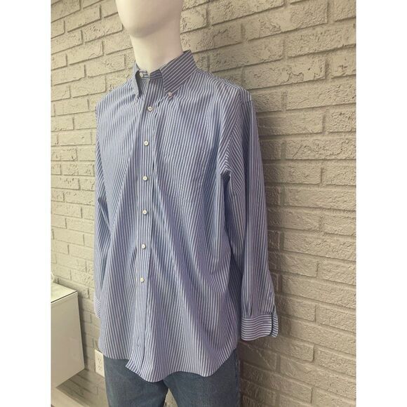 Brooks Brothers Non-Iron Stripe Long Sleeve Button Down Shirt Size 17 4/5 - Picture 2 of 10